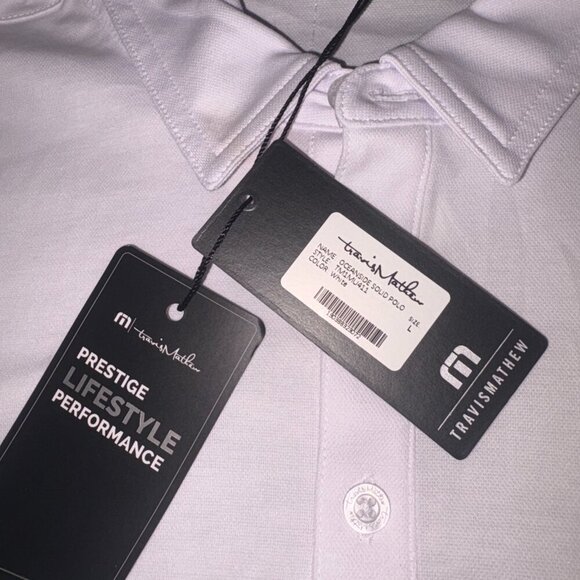 NEW NWT Travis Mathew Oceanside Polo Short Sleeve White L Wrinkle Resistant - Picture 6 of 13